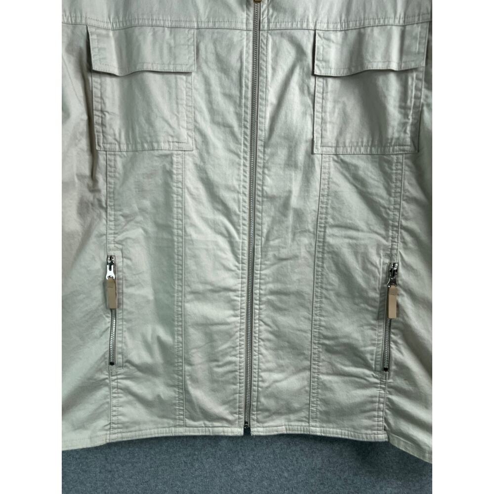 Chico’s Beige Women's Jacket Size 3 Fits XL Zip Front Stretch Cotton - Picture 3 of 11